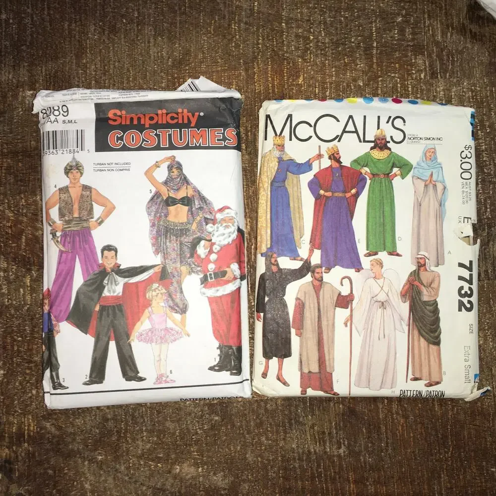 **Lot of 8** Sewing Patterns Mens Womens Unisex Halloween Costume Cosplay ALLCUT